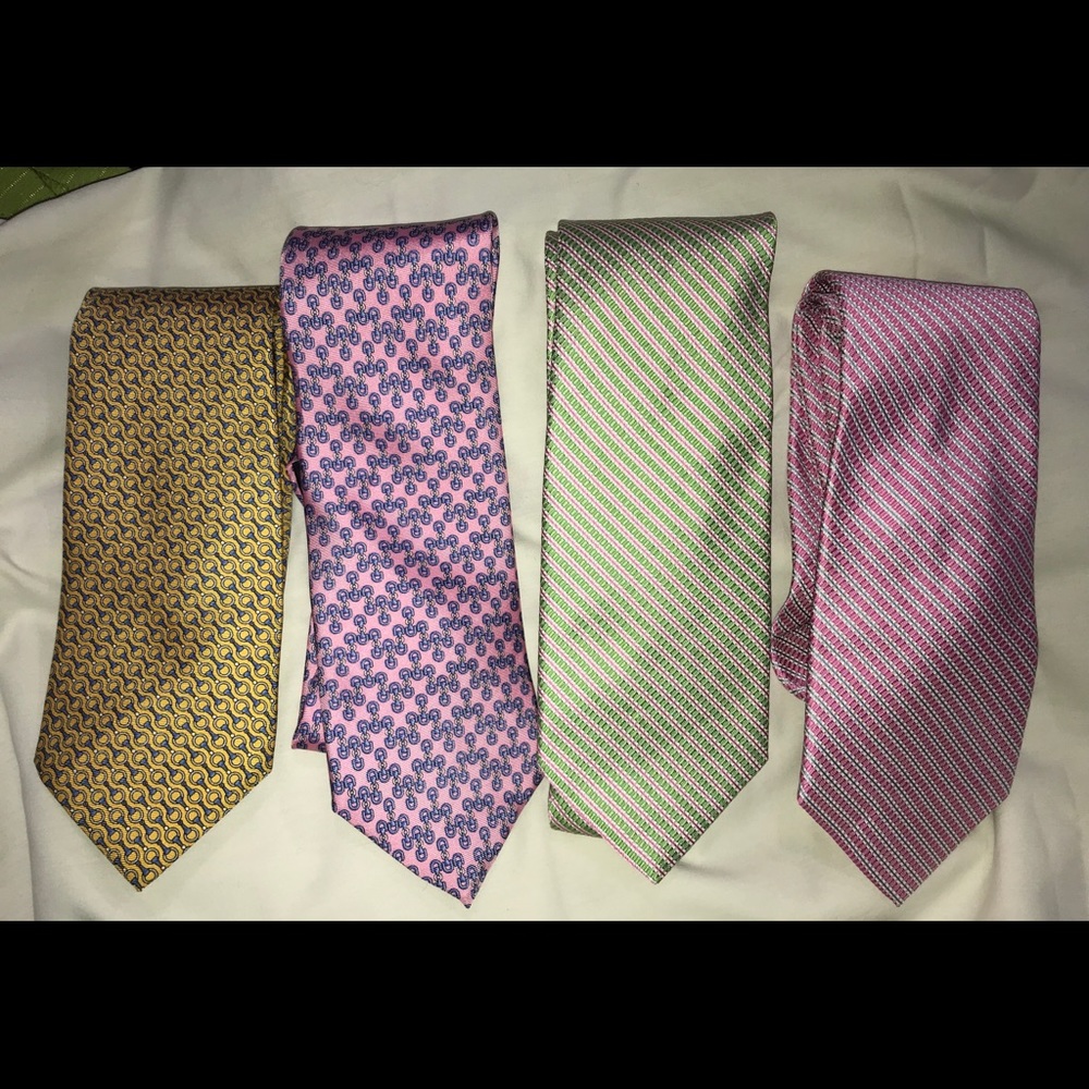 Lot of 4 Brooks Brothers Silk Neckties Pink Green
